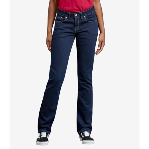 NEW NWT Dickie's Relaxed Fit Dark Wash Stretch Straight Leg Jeans Size 6 - Picture 1 of 8